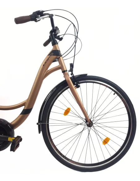 Rower Miejski Damski 28 ALU 21 Bieg Bagażnik Sakwa Dzwonek Światła Stopka