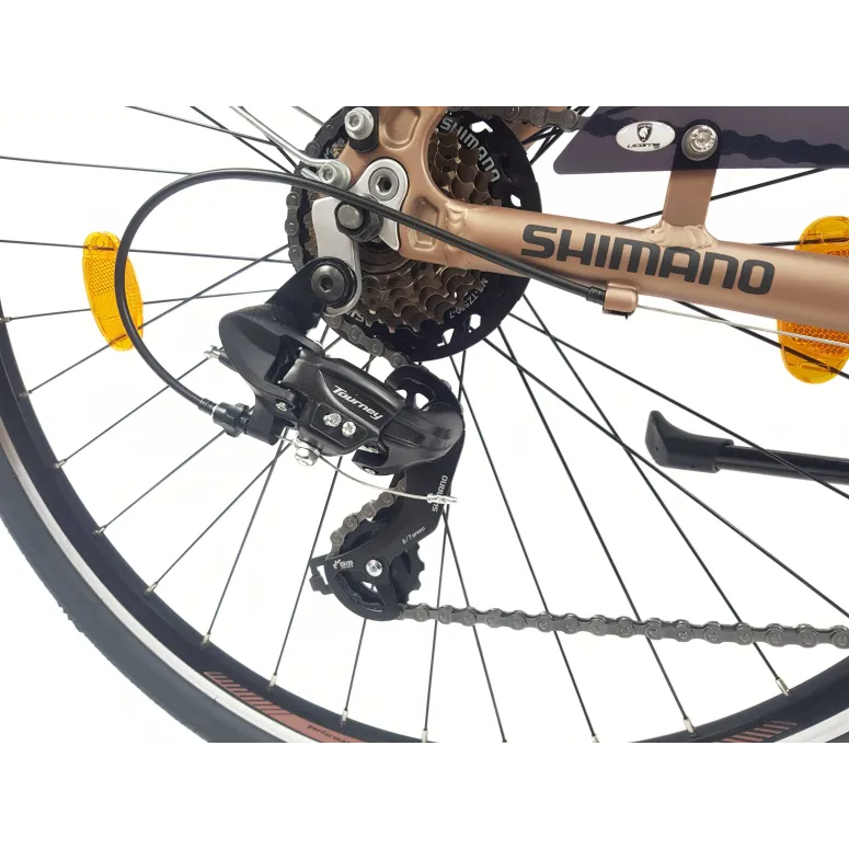 Rower Miejski Damski 28 ALU 21 Bieg Bagażnik Sakwa Dzwonek Światła Stopka