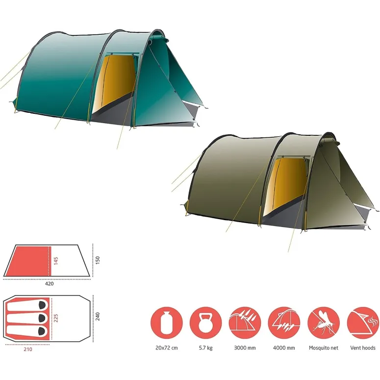Namiot Kempingowy Turystyczny 3 Osobowy Duży Lekki Wodoodporny GrandCanyon