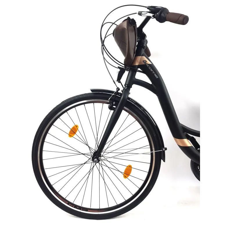 Rower Miejski Damski 28 ALU 21 Biegów Bagażnik Sakwy Dzwonek Stopka Światła