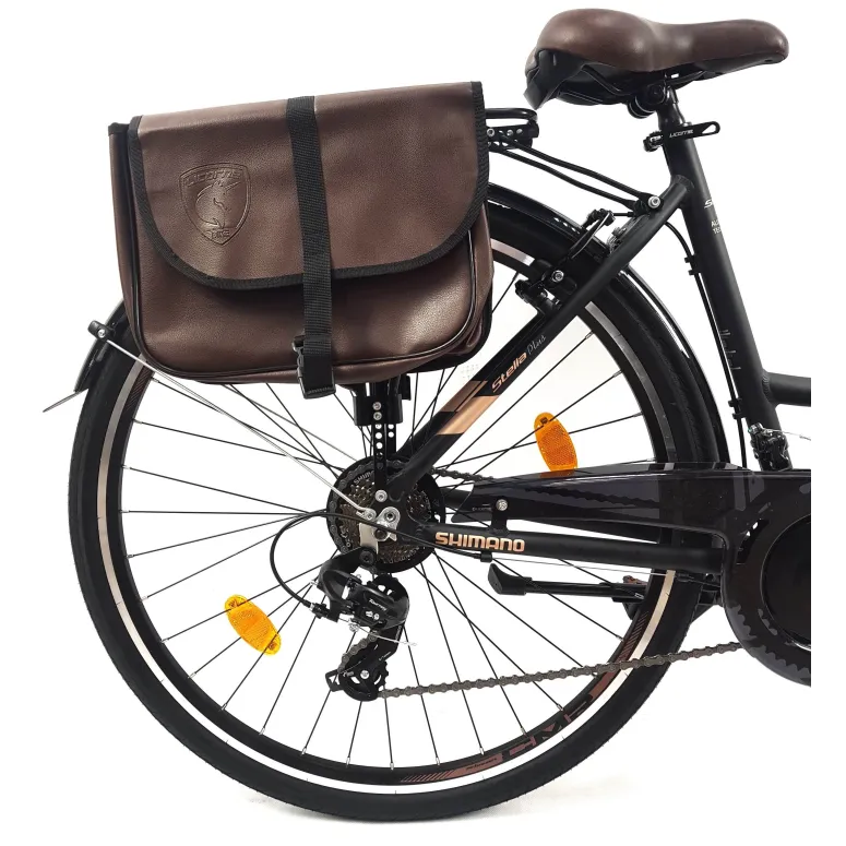 Rower Miejski Damski 28 ALU 21 Biegów Bagażnik Sakwy Dzwonek Stopka Światła