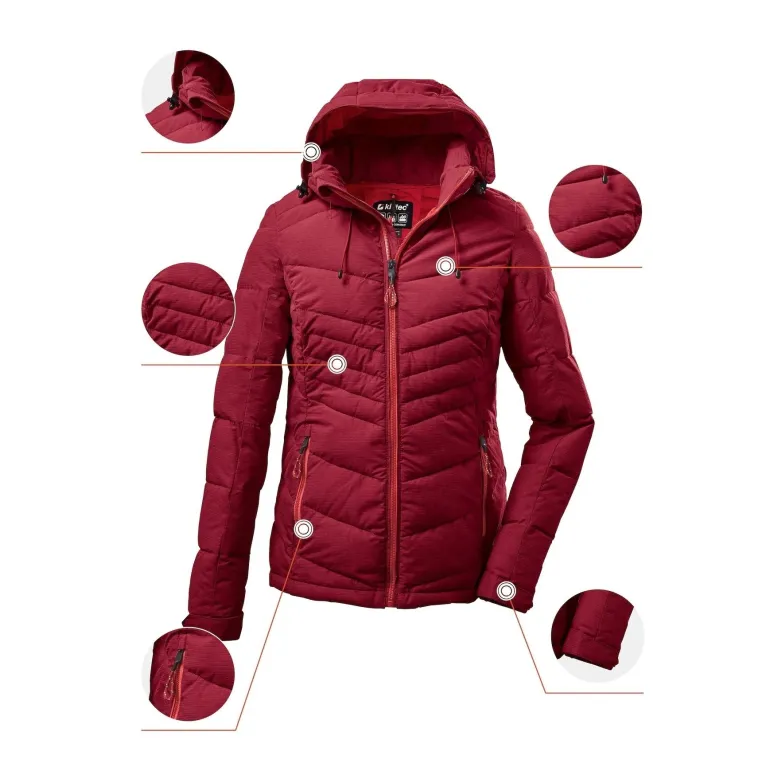 Kurtka Damska Killtec Kow 149 Z Kapturem Puchowa Wodoodporna Czerwona r. 42