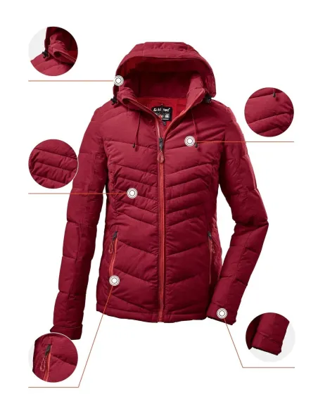 Kurtka Damska Killtec Kow 149 Z Kapturem Puchowa Wodoodporna Czerwona r. 42