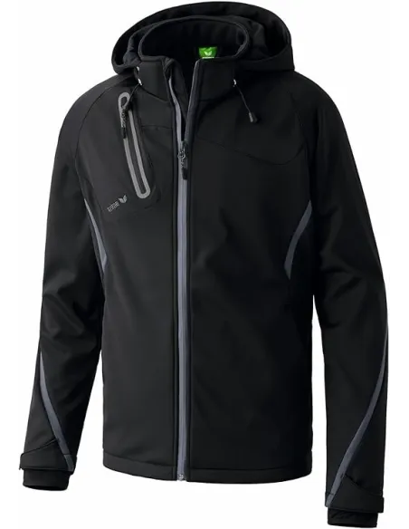 Kurtka Męska Erima Softshell Czarna Z Kapturem Przejściowa Wodoodporna r. L
