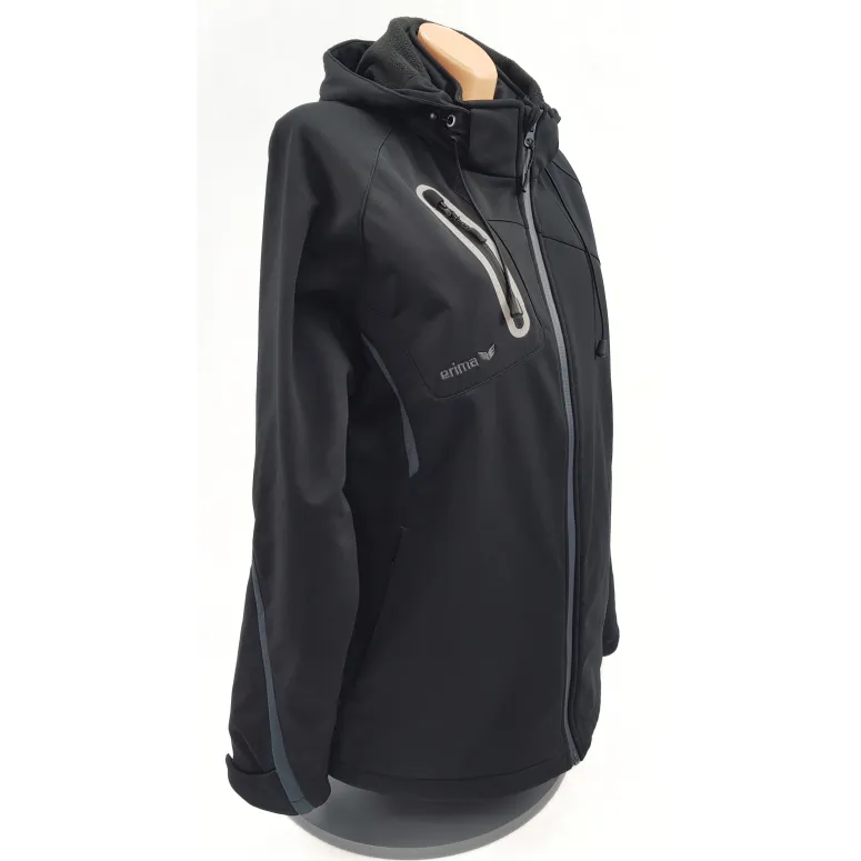 Kurtka Męska Erima Softshell Czarna Z Kapturem Przejściowa Wodoodporna r. L