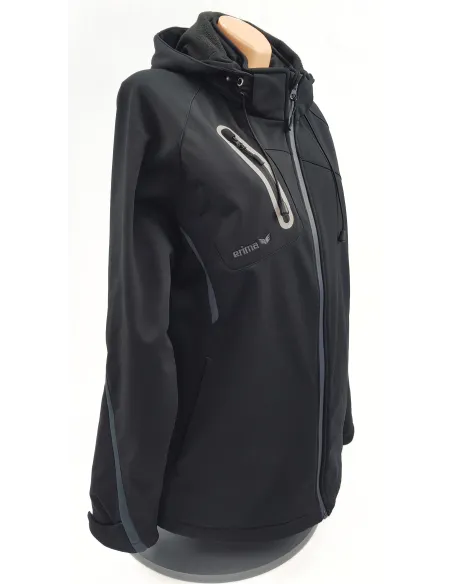 Kurtka Męska Erima Softshell Czarna Z Kapturem Przejściowa Wodoodporna r. L