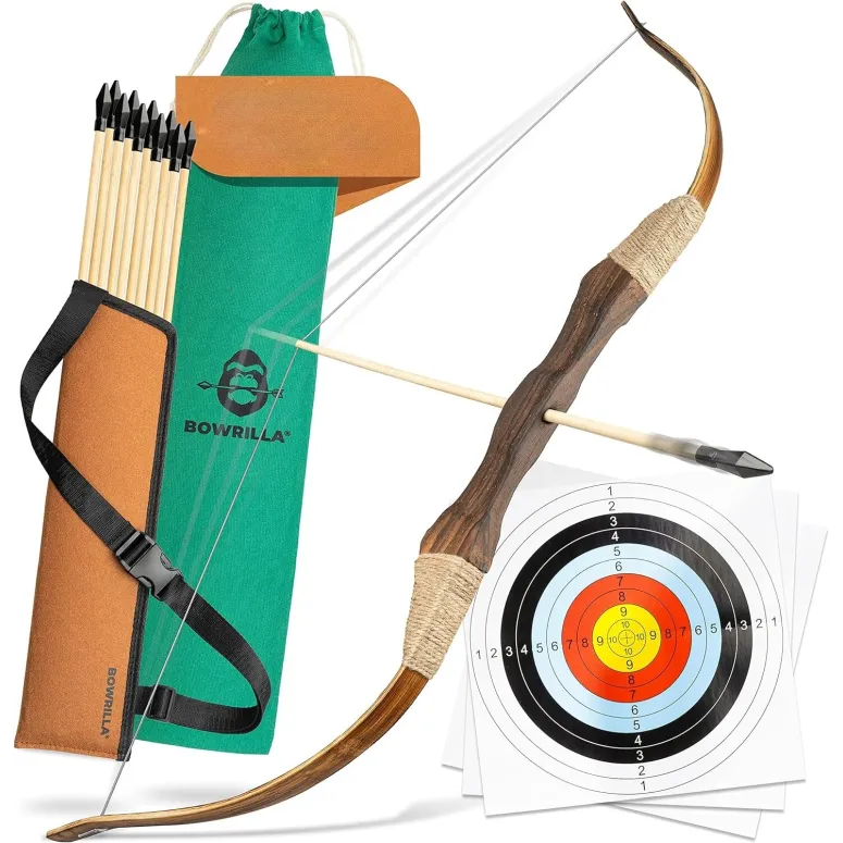 Łuk Drewniany Dla Dzieci Bowbrilla Zestaw Strzały Kołczan Tarcza 100 cm