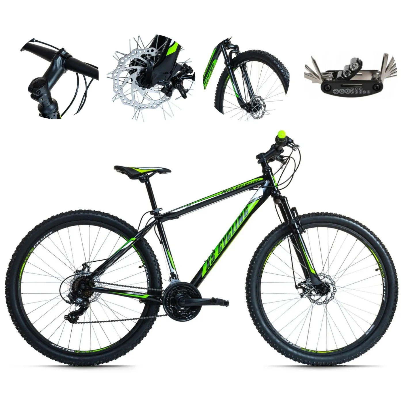 Rower Górski Męski 29 MTB Stal Amortyzacja Hamulce Tarczowe Góral Dzwonek