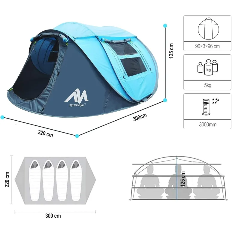 Namiot Kempingowy Ayamaya Ayaostb Turystyczny 3-4 Osobowy Wodoodporny Duży