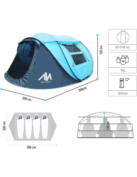 Namiot Kempingowy Ayamaya Ayaostb Turystyczny 3-4 Osobowy Wodoodporny Duży