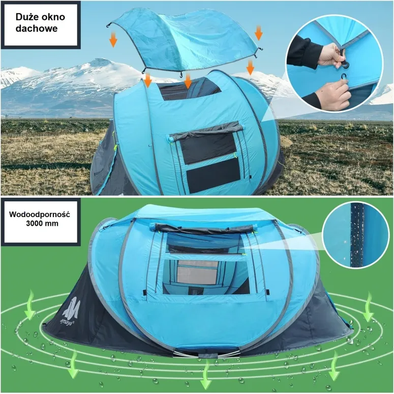 Namiot Kempingowy Ayamaya Ayaostb Turystyczny 3-4 Osobowy Wodoodporny Duży