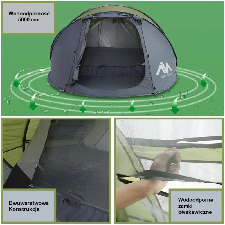 Namiot Turystyczny Ayamaya Kempingowy 6 Osobowy Rodzinny Duży Wodoodporny