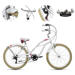 Damski Rower Miejski Beach Cruiser 26 Dziewczęcy Błotniki V-brake Damka