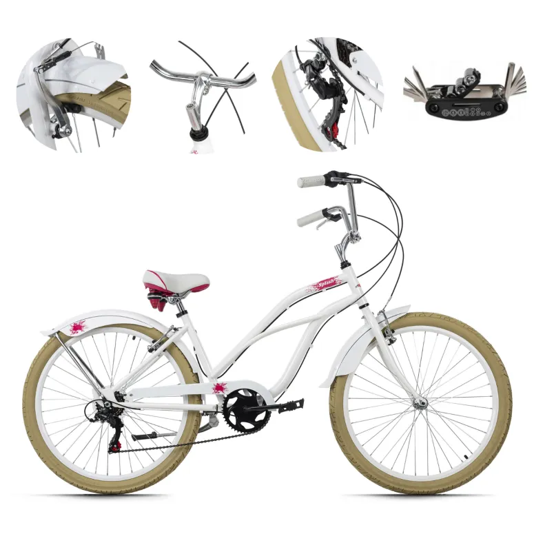 Damski Rower Miejski Beach Cruiser 26 Dziewczęcy Błotniki V-brake Damka