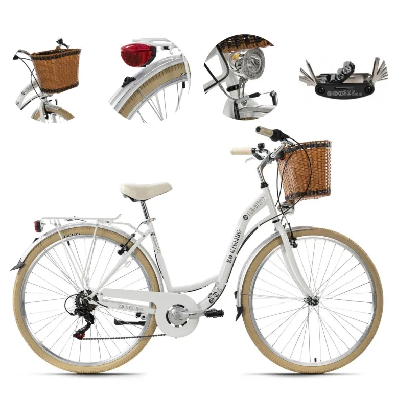 Rower Miejski Damski 28 Błotniki Bagażnik Światła Dzwonek Koszyk Odblaski