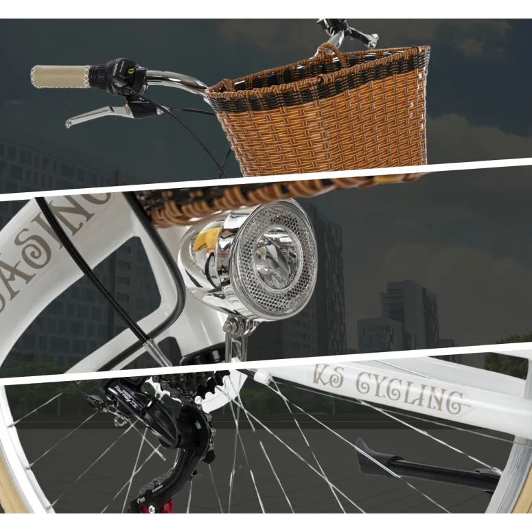 Rower Miejski Damski 28 Błotniki Bagażnik Światła Dzwonek Koszyk Odblaski