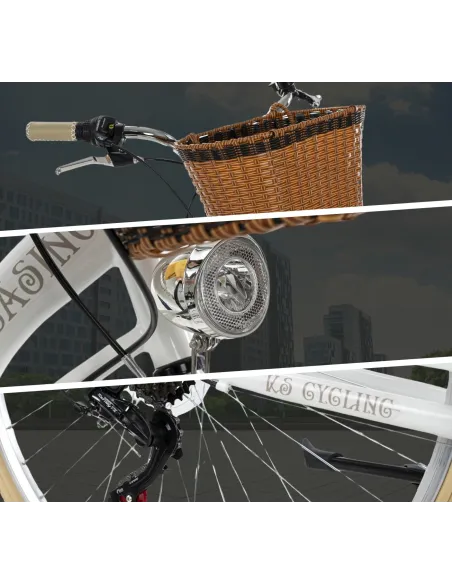 Rower Miejski Damski 28 Błotniki Bagażnik Światła Dzwonek Koszyk Odblaski