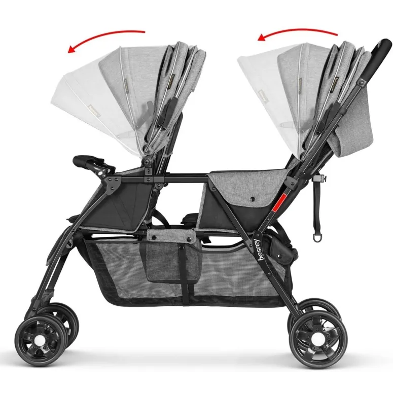 Wózek Bliźniaczy Duo Besrey Rok Po Roku Podwójny Spacerowy Dziecięcy Folia