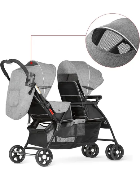 Wózek Bliźniaczy Duo Besrey Rok Po Roku Podwójny Spacerowy Dziecięcy Folia