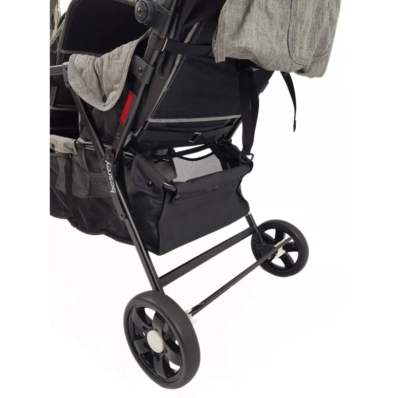 Wózek Bliźniaczy Duo Besrey Rok Po Roku Podwójny Spacerowy Dziecięcy Folia