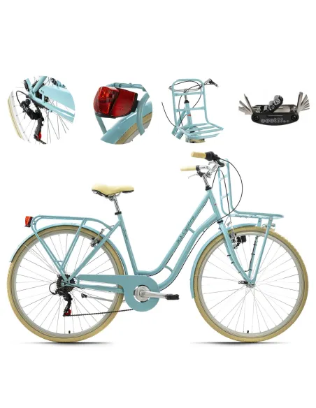 Rower Miejski Damski Retro 28 Bagażnik Błotniki Oświetlenie Dzwonek Dynamo