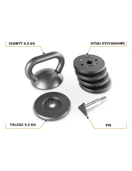 Kettlebell Regulowany Apex Odważnik Do Ćwiczeń Żeliwny Hantel Trening 9 kg