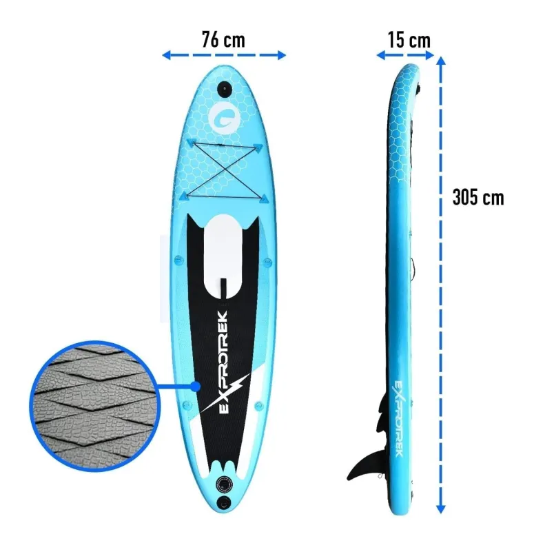 Deska SUP Pompowana Exprotrek Zestaw Z Wiosłem Do Pływania Paddle 305 cm