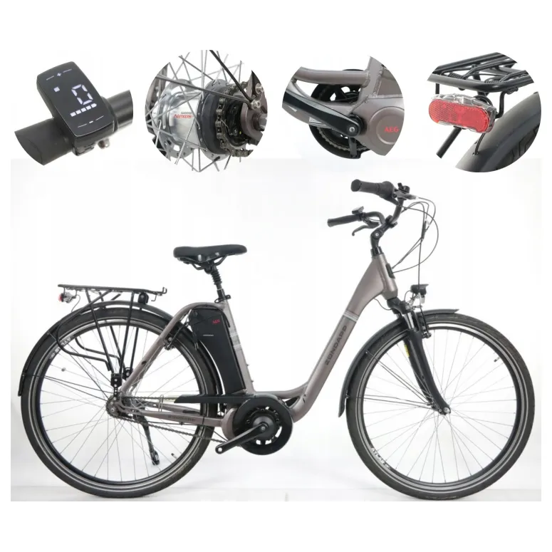 Elektryczny Rower Miejski 28 Wspomaganie 5 Trybów Nexus 7 Bagażnik Światła