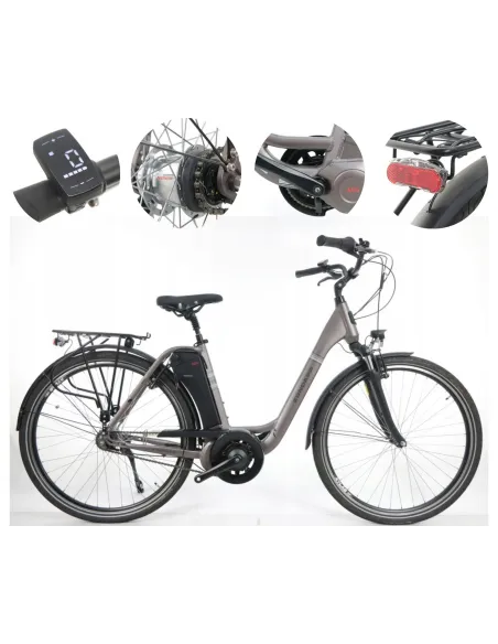 Elektryczny Rower Miejski 28 Wspomaganie 5 Trybów Nexus 7 Bagażnik Światła