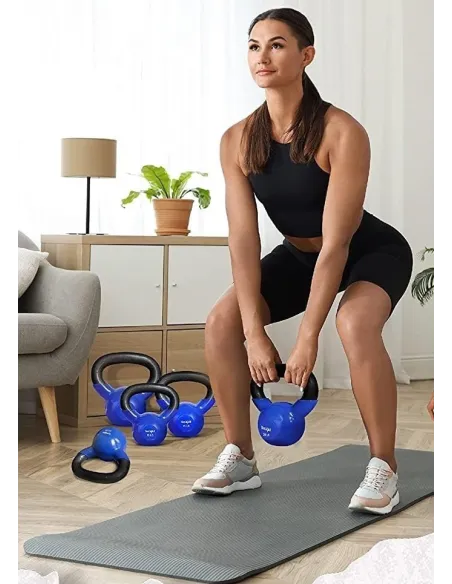 Kettlebell Yes4All Odważnik PVC Żeliwny Niebieski Ciężar Do Ćwiczeń 11.3 kg