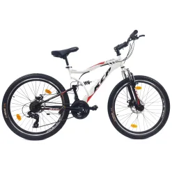 Rower Górski 26 Stal MTB Młodzieżowy Pełna Amortyzacja Tarcze Cyngle Stopka