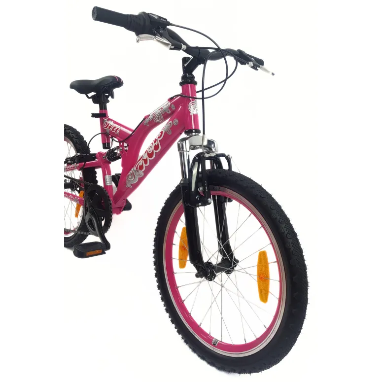 Rower Dziecięcy 20 Dziewczęcy Revoshift Pełna Amortyzacja V-Brake Odblaski