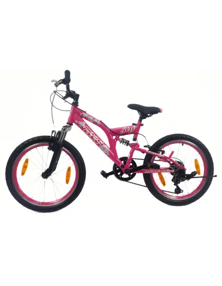 Rower Dziecięcy 20 Dziewczęcy Revoshift Pełna Amortyzacja V-Brake Odblaski