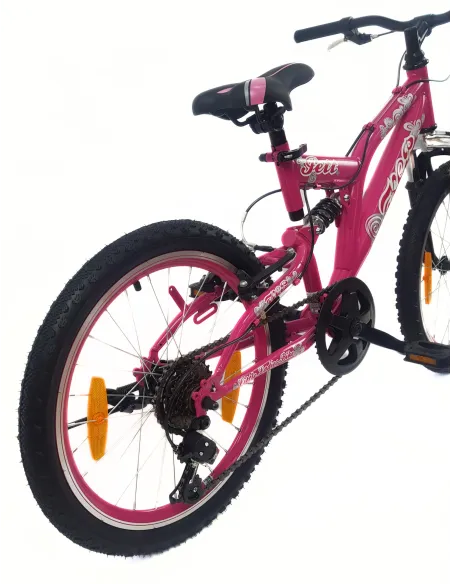 Rower Dziecięcy 20 Dziewczęcy Revoshift Pełna Amortyzacja V-Brake Odblaski