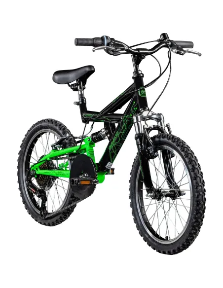 Rower Dziecięcy 18 Stal MTB Microshift Pełna Amortyzacja Dzwonek Odblaski