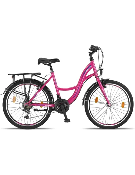 Rower Miejski Dziewczęcy 24 Bagażnik Błotniki Oświetlenie Stopka Dzwonek - 1