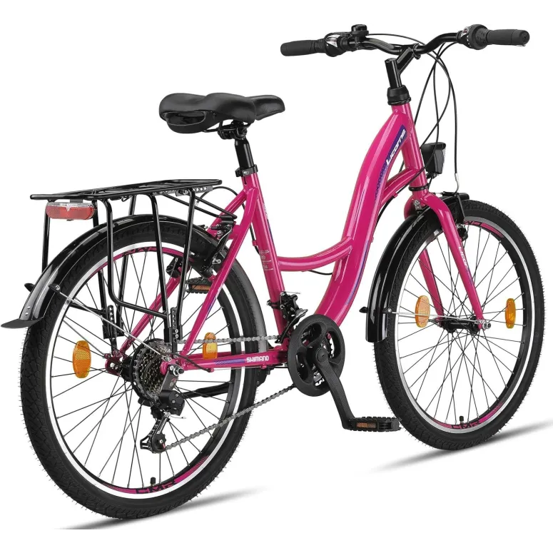 Rower Miejski Dziewczęcy 24 Bagażnik Błotniki Oświetlenie Stopka Dzwonek - 3
