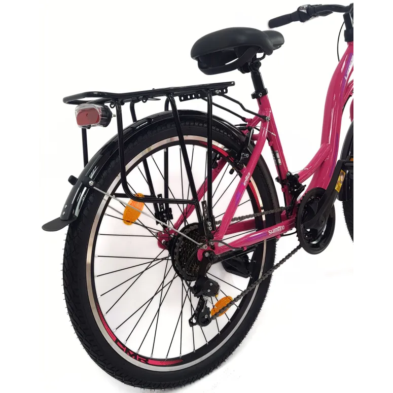 Rower Miejski Dziewczęcy 24 Bagażnik Błotniki Oświetlenie Stopka Dzwonek - 14