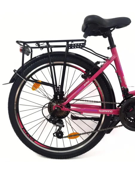 Rower Miejski Dziewczęcy 24 Bagażnik Błotniki Oświetlenie Stopka Dzwonek - 8