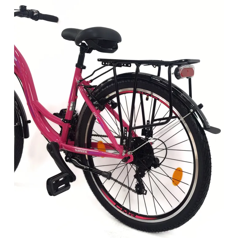 Rower Miejski Dziewczęcy 24 Bagażnik Błotniki Oświetlenie Stopka Dzwonek - 15