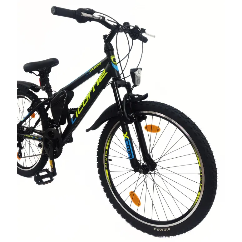 Rower Dziecięcy 24 Górski MTB Amortyzacja Dzwonek Światła Sakwa Błotniki