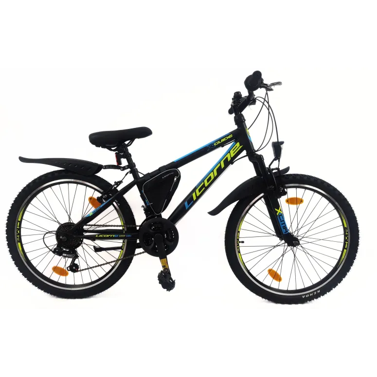 Rower Dziecięcy 24 Górski MTB Amortyzacja Dzwonek Światła Sakwa Błotniki