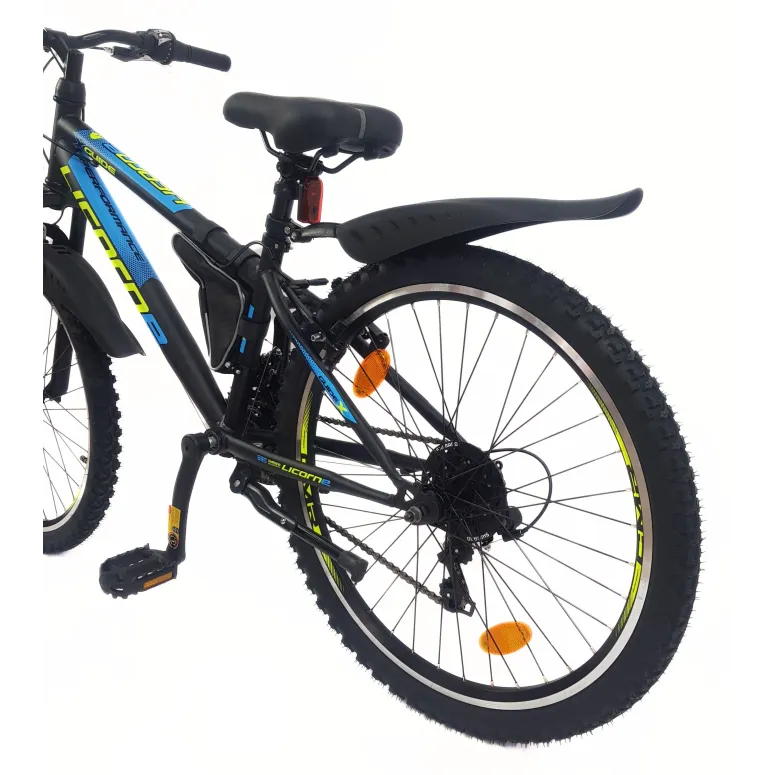 Rower Dziecięcy 24 Górski MTB Amortyzacja Dzwonek Światła Sakwa Błotniki