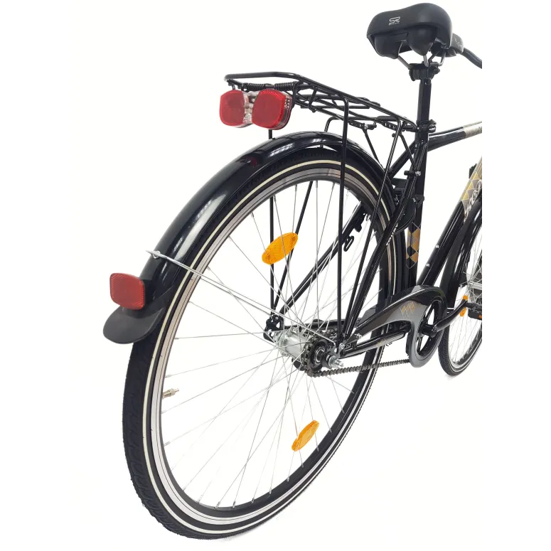 Rower Miejski Męski 28 Stal Kontra Błotniki Światła Stopka Bagażnik Blokada