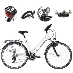 Rower Trekkingowy 28 Aluminium Damski Bagażnik Oświetlenie Dzwonek Stopka