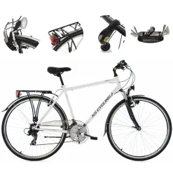 Rower Trekkingowy Męski 28 Revo 21 Biegów Błotniki Bagaż Światła Dzwonek