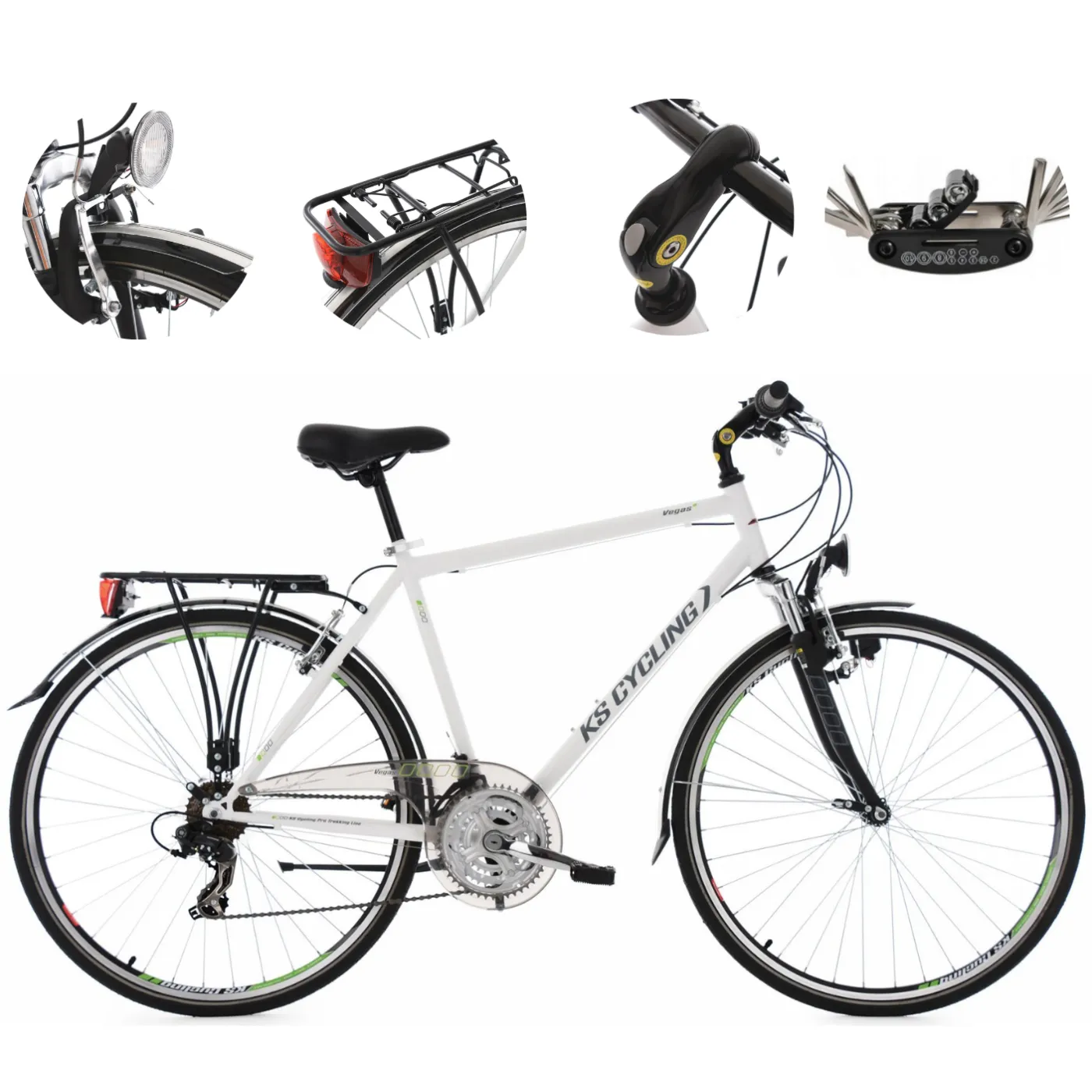 Rower Trekkingowy Męski 28 Revo 21 Biegów Błotniki Bagaż Światła Dzwonek