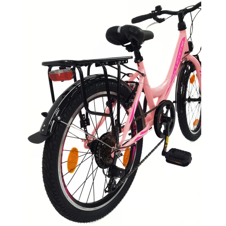 Rower Dziewczęcy 20 Miejski Stalowy Dziecięcy Światła Błotniki Stopka Bagaż