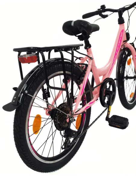 Rower Dziewczęcy 20 Miejski Stalowy Dziecięcy Światła Błotniki Stopka Bagaż