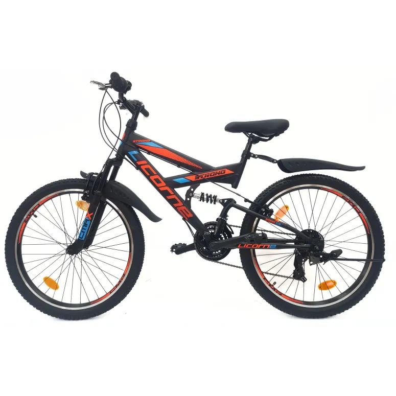 Rower Górski Dziecięcy 24 MTB Pełna Amortyzacja Błotniki Odblaski Dzwonek